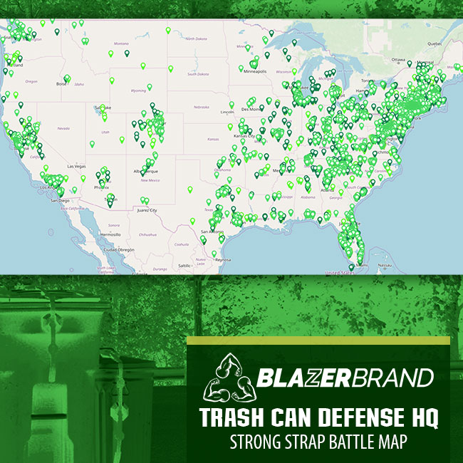 map showing where strong straps have been sold. Heavy concentrations in Northeast, Florida, and other populated regions.