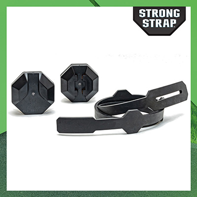strong-strap-animal-wind-overflow-proof-garbage-can-lock Shows the three pieces of the Strong Strap garbage can lid locking kit
